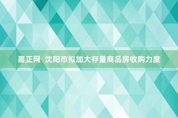 嘉正网  沈阳市拟加大存量商品房收购力度