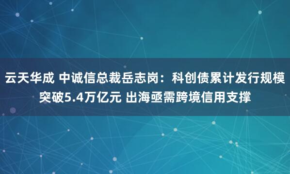 云天华成 中诚信总裁岳志岗：科创债累计发行规模突破5.4万亿元 出海亟需跨境信用支撑